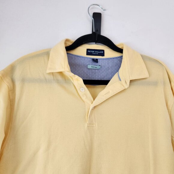 Peter Millar Collection Yellow Short Sleeve Polo Shirt Golfing Perfect Pique Men - Picture 3 of 7